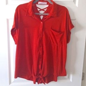 No Boundaries Orange Lace Back Blouse Size:XXXL